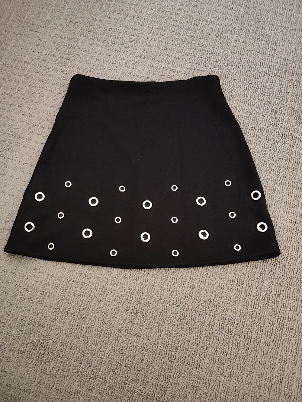 H&M Black Mini Skirt with Silver Eyelet Trim